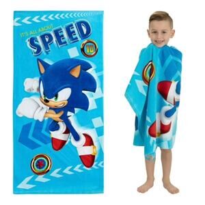Sonic The Hedgehog Kids Bath Beach Towel In Blue